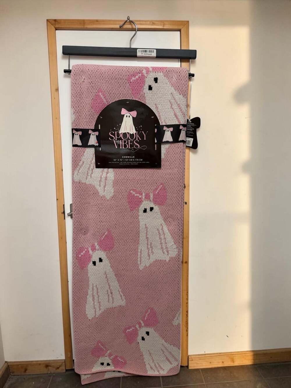 Rachel Zoe Spooky Vibes Pink Chenille Ghost Throw Blanket
